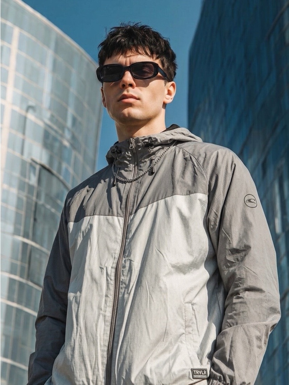 O'Neill Gray Two-Tone Hooded Windbreaker